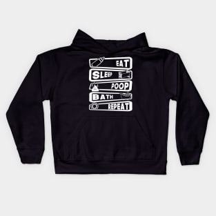 Eat, Sleep, Poop, Bath, Repeat Kids Hoodie